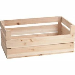 Bon marché 🌟 Caisse Bois Naturel Ajouré. - 60x39x13,5/20 Cm- Par 3 👍