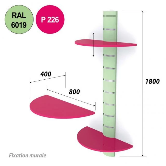 Colonne murale + 3 tablettes 800 mm – vert anis + rose Bon marché ???? Colonne Murale + 3 Tablettes 800 Mm – Vert Anis + Rose ⭐ -IZZIBOX Magasin colonne murale 3 tablettes 800 mm vert anis rose 02