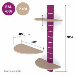Alternative view of Meilleure affaire ???? Colonne Murale + 3 Tablettes 800 Mm - Violet + Beige ✔️