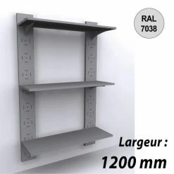 Grosses soldes ???? Etagére Murale Vélo 1800 Mm -kit 3 Tablettes - 1200 Mm - Gris ❤️