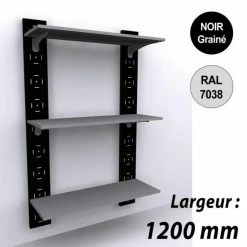Remise ✔️ Etagére Murale Vélo 1800 Mm -kit 3 Tablettes - 1200 Mm - Noir - Par 2 ????