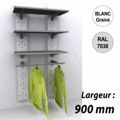 Remise 🧨 Etagére Murale Vélo 1800 Mm -kit 3 Tablettes + Penderie - 900 Mm - Blanc - Par 4 ❤️