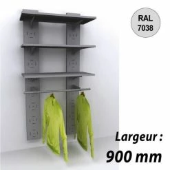 De gros ???? Etagére Murale Vélo 1800 Mm -kit 3 Tablettes + Penderie - 900 Mm - Gris - Par 4 ✔️