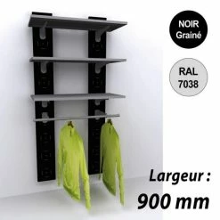 Remise 👍 Etagére Murale Vélo 1800 Mm -kit 3 Tablettes + Penderie - 900 Mm - Noir - Par 4 😍