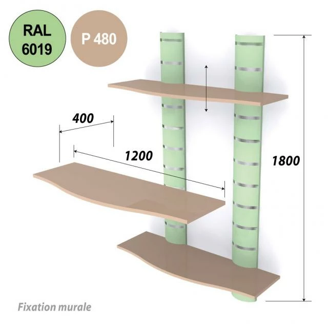 Kit 2 colonnes murales + 3 tablettes 1200 mm - vert anis + beige Tout neuf ⭐ Kit 2 Colonnes Murales + 3 Tablettes 1200 Mm - Vert Anis + Beige ✔️ -IZZIBOX Magasin kit 2 colonnes murales 3 tablettes 1200 mm vert anis beige 02