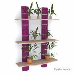 Bon marché 🌟 Kit 2 Colonnes Murales + 3 Tablettes 1200 Mm - Violet + Beige 🔥