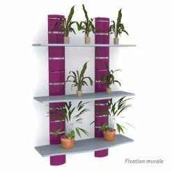 Sortie 😀 Kit 2 Colonnes Murales + 3 Tablettes 1200 Mm - Violet + Gris ⌛