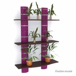 Tout neuf ⌛ Kit 2 Colonnes Murales + 3 Tablettes 1200 Mm - Violet + Marron ????