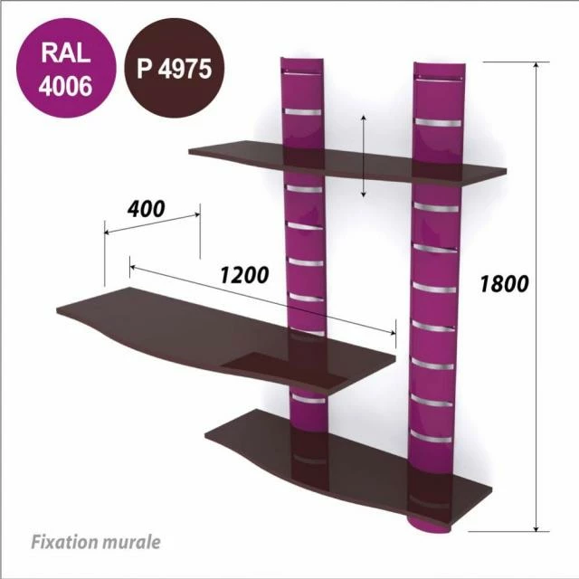 Tout neuf ⌛ Kit 2 Colonnes Murales + 3 Tablettes 1200 Mm - Violet + Marron ???? 2 Tout neuf ⌛ Kit 2 Colonnes Murales + 3 Tablettes 1200 Mm - Violet + Marron ???? – Image 2