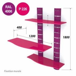 Alternative view of Les meilleures critiques de ???? Kit 2 Colonnes Murales + 3 Tablettes 1200 Mm - Violet + Rose ????