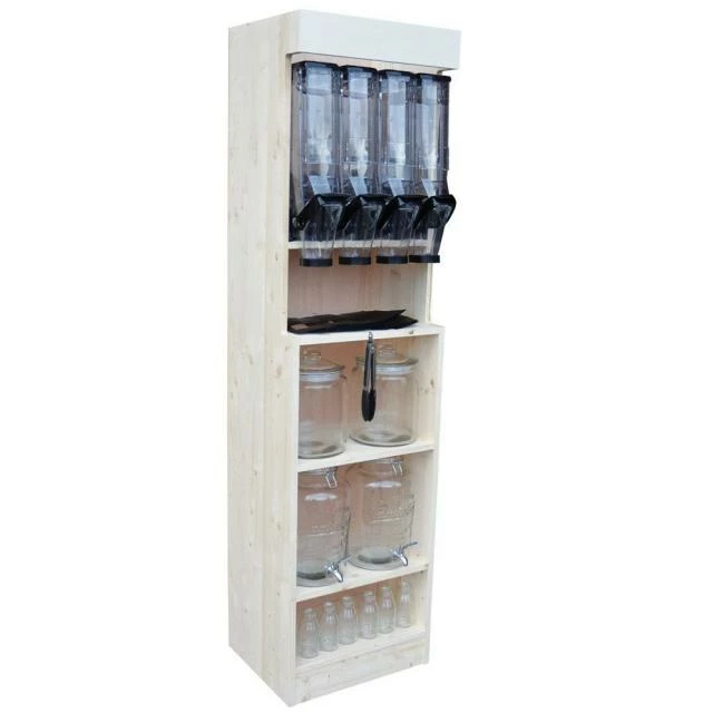 Meuble décou'vrac bois clair pack silos/bocaux/fontaines 47,5 x 40,5 x 190 cm Le moins cher ???? Meuble Décou'vrac Bois Clair Pack Silos/bocaux/fontaines 47,5 X 40,5 X 190 Cm ???? -IZZIBOX Magasin meuble decou vrac bois clair pack silos bocaux fontaines 47 5 x 40 5 x 190 cm 01