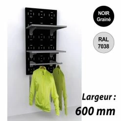 Meilleure vente ???? Panneau Mural Vélo 1200 Mm - Kit 2 Tablettes + Penderie - 600 Mm - Noir ⌛