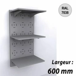 Meilleur prix ???? Panneau Mural Vélo 1200 Mm - Kit 3 Tablettes - 600 Mm - Gris - Par 2 ????