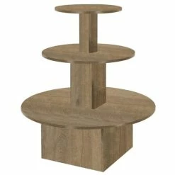 Promo 😀 Présentoir 3 Niveaux Flexia Chêne Authentique L.102xP.102xH.117 Cm 🎁