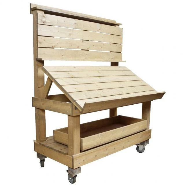 Bon marché ⭐ Présentoir Bois Vieilli + Bac Coulissant + Fourreaux + Roulettes 120x73x157 Cm ⌛ 1 Bon marché ⭐ Présentoir Bois Vieilli + Bac Coulissant + Fourreaux + Roulettes 120x73x157 Cm ⌛