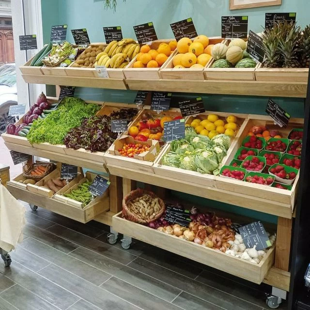 Bon marché ⭐ Présentoir Bois Vieilli + Bac Coulissant + Fourreaux + Roulettes 120x73x157 Cm ⌛ 3 Bon marché ⭐ Présentoir Bois Vieilli + Bac Coulissant + Fourreaux + Roulettes 120x73x157 Cm ⌛ – Image 3