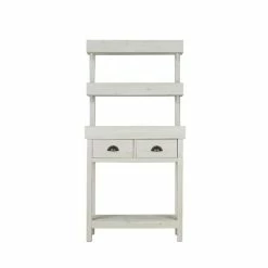 Promo ???? Présentoir Fleuriste 2 Tiroirs Blanc Bois Massif 79x30x160 TRADIS ⭐
