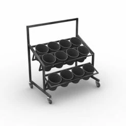 Grosses soldes ❤️ Présentoir Fleurs 2 Niveaux - Dim. 1200x800 Ht.1300mm - Laqué Anthracite ????