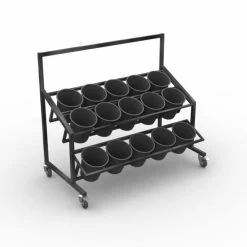 Budget 👏 Présentoir Fleurs 2 Niveaux - Dim. 1500x800 Ht.1300mm - Laqué Anthracite 👏