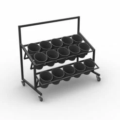 Acheter 👏 Présentoir Fleurs 2 Niveaux - Dim. 1500x800 Ht.1300mm - Laqué Noir 🧨