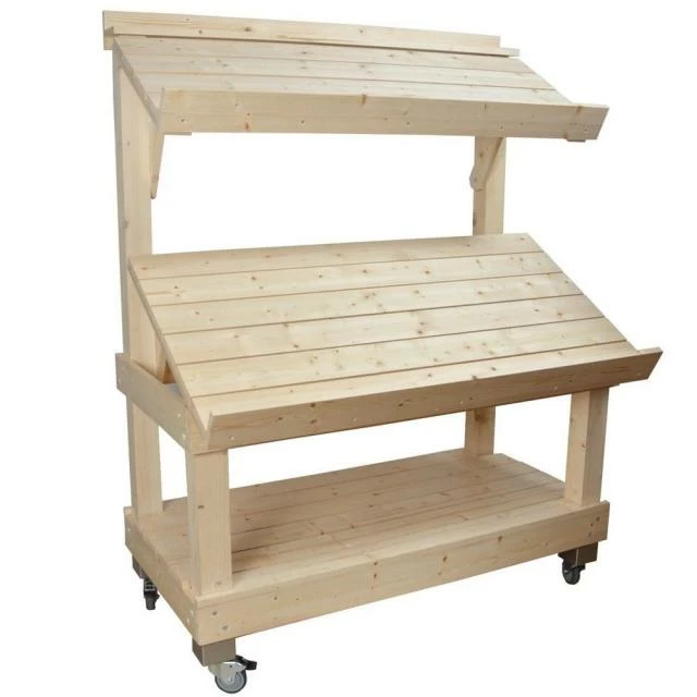 Remise 😀 Présentoir Fruits/légumes Bois Clair + Fourreaux + Roulettes 120x73x157 Cm 🥰 2 Remise 😀 Présentoir Fruits/légumes Bois Clair + Fourreaux + Roulettes 120x73x157 Cm 🥰 – Image 2