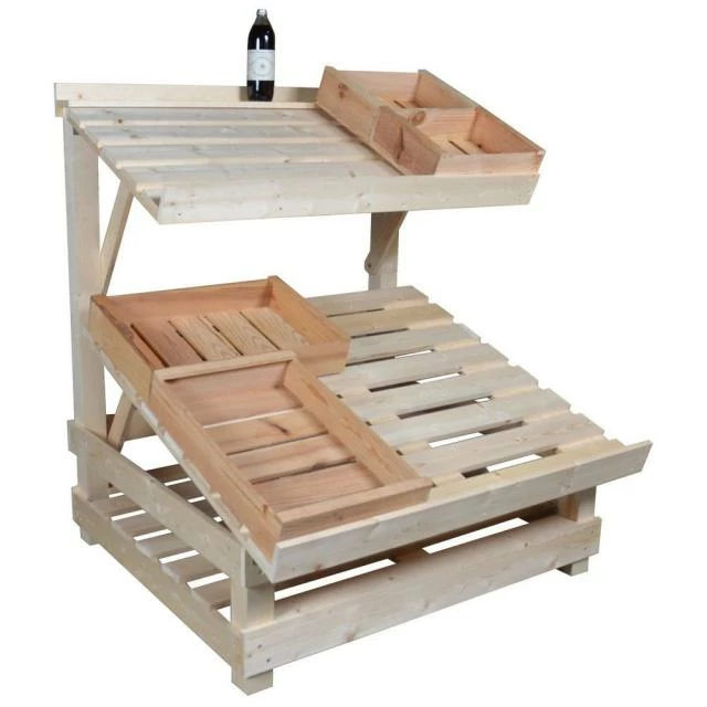 Présentoir fruits/légumes orientables surbaissé bois clair 120x116x128 cm Vente flash ???? Présentoir Fruits/légumes Orientables Surbaissé Bois Clair 120x116x128 Cm ???? -IZZIBOX Magasin presentoir fruits legumes orientables surbaisse bois clair 120x116x128 cm 02