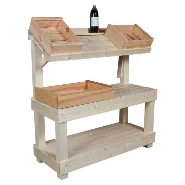 Présentoir fruits/legumes trottoir bois clair 120x50x116 cm Sortie ???? Présentoir Fruits/legumes Trottoir Bois Clair 120x50x116 Cm ⭐ -IZZIBOX Magasin presentoir fruits legumes trottoir bois clair 120x50x116 cm 02