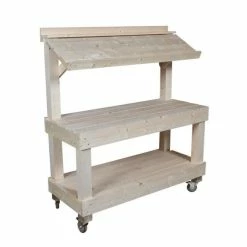 Coupon 🤩 Présentoir Trottoir Bois Clair + Fourreaux + Roulettes 120x50x126 Cm 🛒