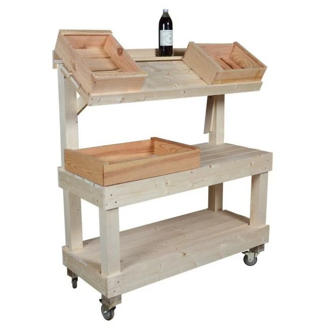 Coupon 🤩 Présentoir Trottoir Bois Clair + Fourreaux + Roulettes 120x50x126 Cm 🛒 2 Coupon 🤩 Présentoir Trottoir Bois Clair + Fourreaux + Roulettes 120x50x126 Cm 🛒 – Image 2