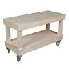 Sortie ???? Table 2 Niveaux étroite Bois Clair + Fourreaux + Roulettes 120X50X63cm ????