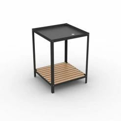 Coupon ⌛ Table Bac Démontable 2 Niveaux - Dim. 750x750 Ht.1000mm - Laqué Noir 🛒