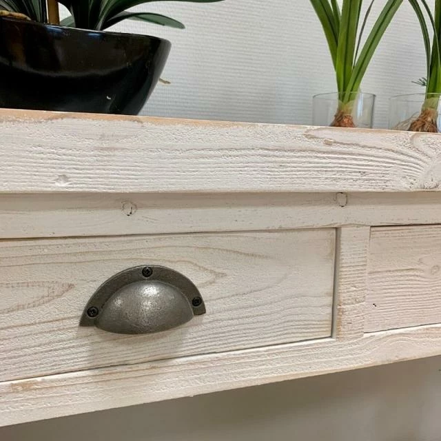 Promo ???? Table Console Fleuriste Blanc Avec Plateau Zinc 110x39x75 TRADIS ✨ 4 Promo ???? Table Console Fleuriste Blanc Avec Plateau Zinc 110x39x75 TRADIS ✨ – Image 4